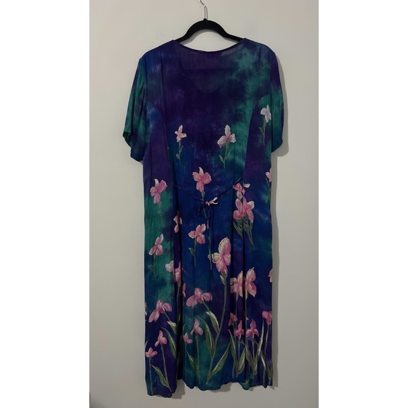 La Cera Dress Women’s Large Multi Floral Watercolor Button Front Fairy Boho Vtg - Picture 4 of 15